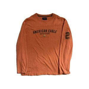 Y2K American Eagle Outfitters Rust Orange Spell-out Long Sleeve Tee — Size XL